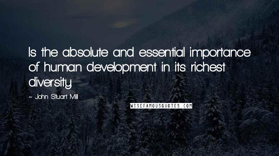 John Stuart Mill Quotes: Is the absolute and essential importance of human development in its richest diversity.