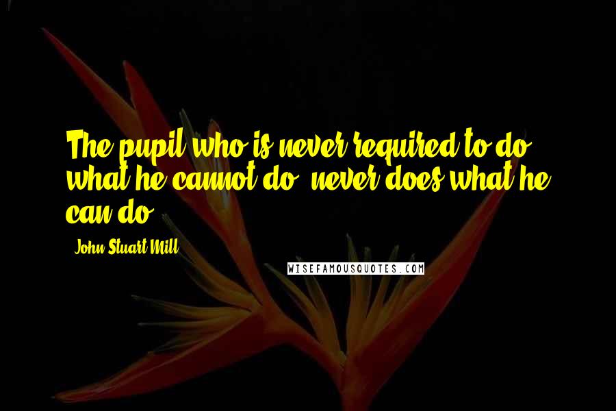 John Stuart Mill Quotes: The pupil who is never required to do what he cannot do, never does what he can do.