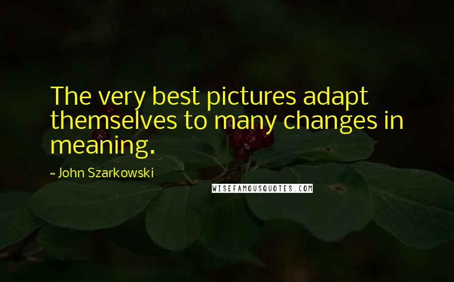 John Szarkowski Quotes: The very best pictures adapt themselves to many changes in meaning.