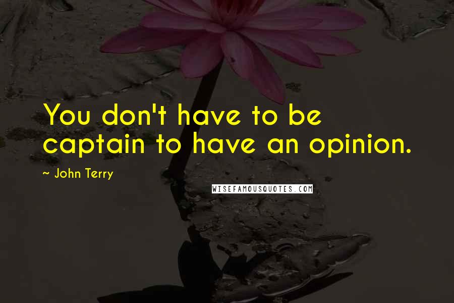 John Terry Quotes: You don't have to be captain to have an opinion.