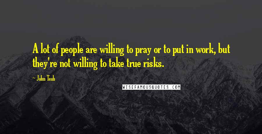 John Tesh Quotes: A lot of people are willing to pray or to put in work, but they're not willing to take true risks.