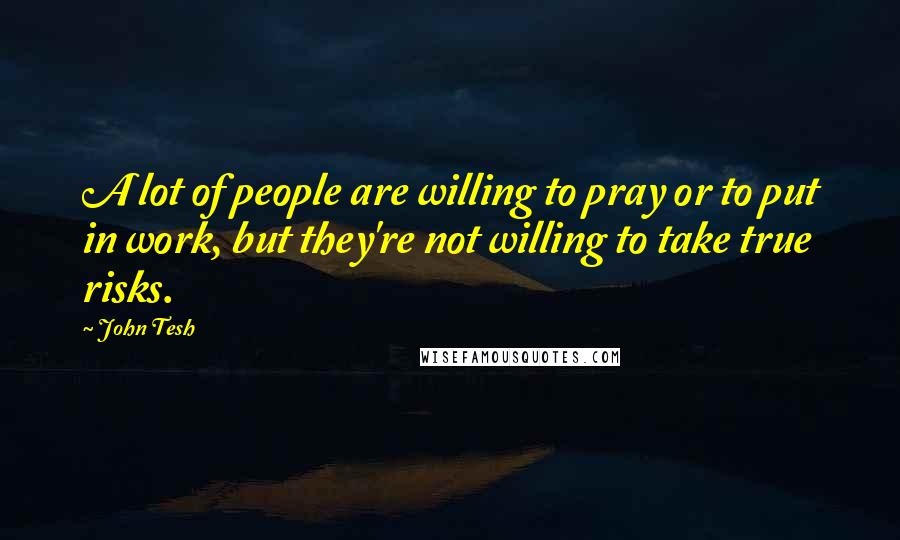 John Tesh Quotes: A lot of people are willing to pray or to put in work, but they're not willing to take true risks.
