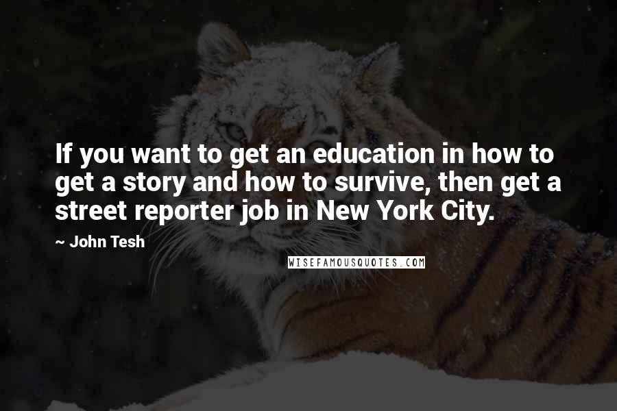 John Tesh Quotes: If you want to get an education in how to get a story and how to survive, then get a street reporter job in New York City.