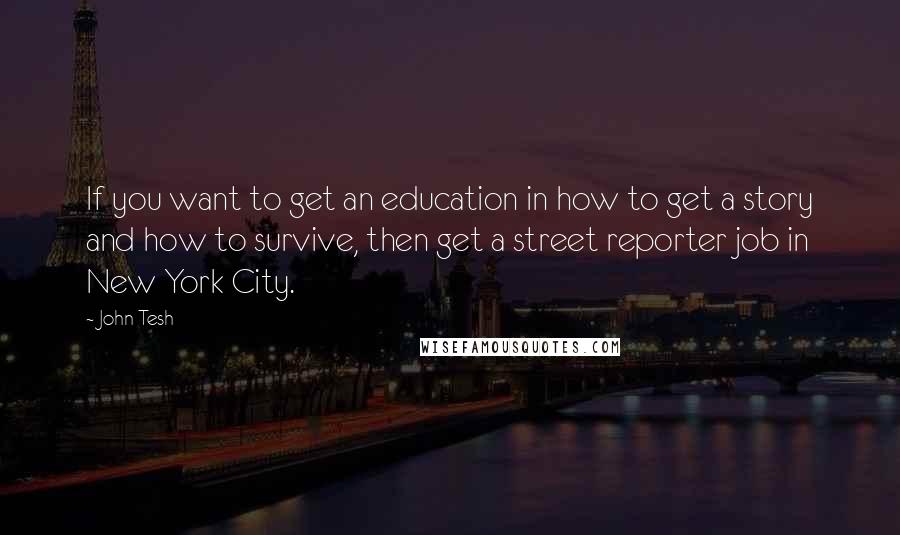 John Tesh Quotes: If you want to get an education in how to get a story and how to survive, then get a street reporter job in New York City.