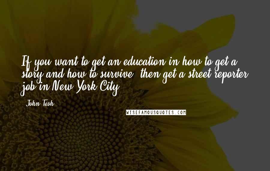 John Tesh Quotes: If you want to get an education in how to get a story and how to survive, then get a street reporter job in New York City.
