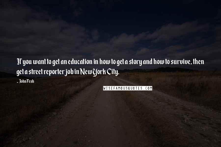 John Tesh Quotes: If you want to get an education in how to get a story and how to survive, then get a street reporter job in New York City.