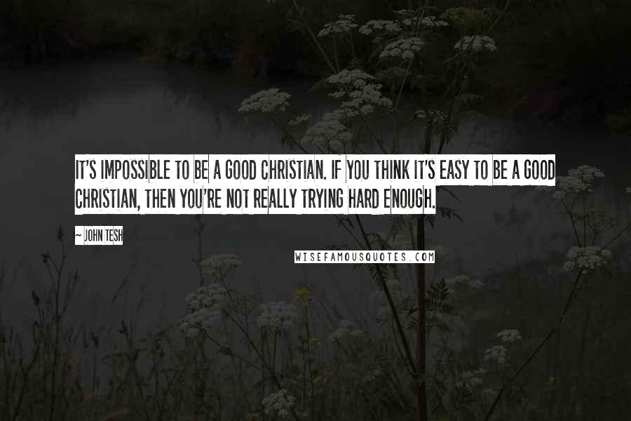 John Tesh Quotes: It's impossible to be a good Christian. If you think it's easy to be a good Christian, then you're not really trying hard enough.