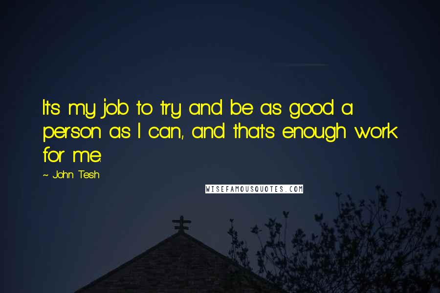John Tesh Quotes: It's my job to try and be as good a person as I can, and that's enough work for me.
