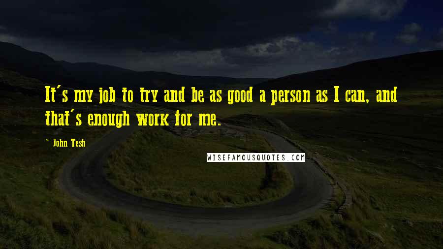 John Tesh Quotes: It's my job to try and be as good a person as I can, and that's enough work for me.