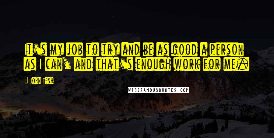 John Tesh Quotes: It's my job to try and be as good a person as I can, and that's enough work for me.