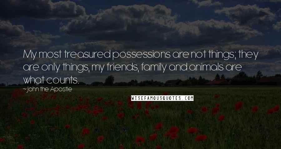 John The Apostle Quotes: My most treasured possessions are not things; they are only things, my friends, family and animals are what counts.