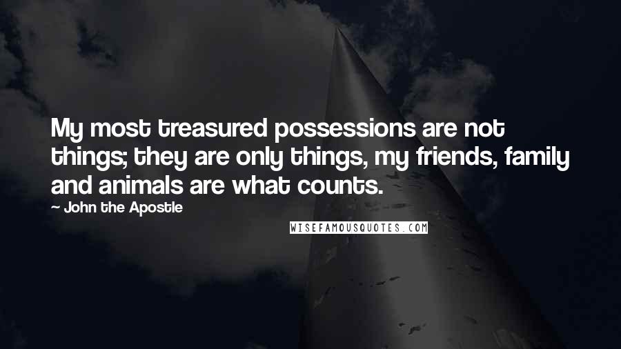 John The Apostle Quotes: My most treasured possessions are not things; they are only things, my friends, family and animals are what counts.