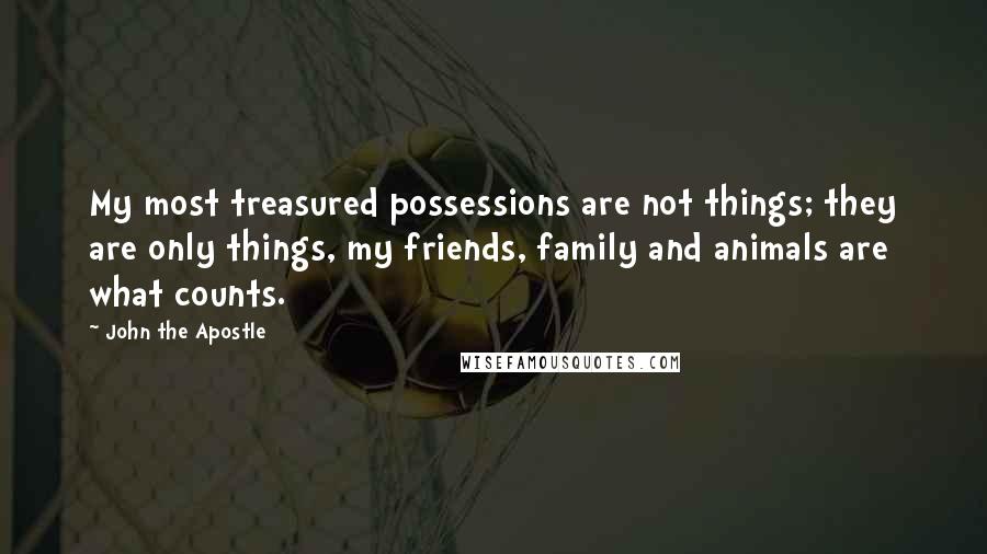 John The Apostle Quotes: My most treasured possessions are not things; they are only things, my friends, family and animals are what counts.