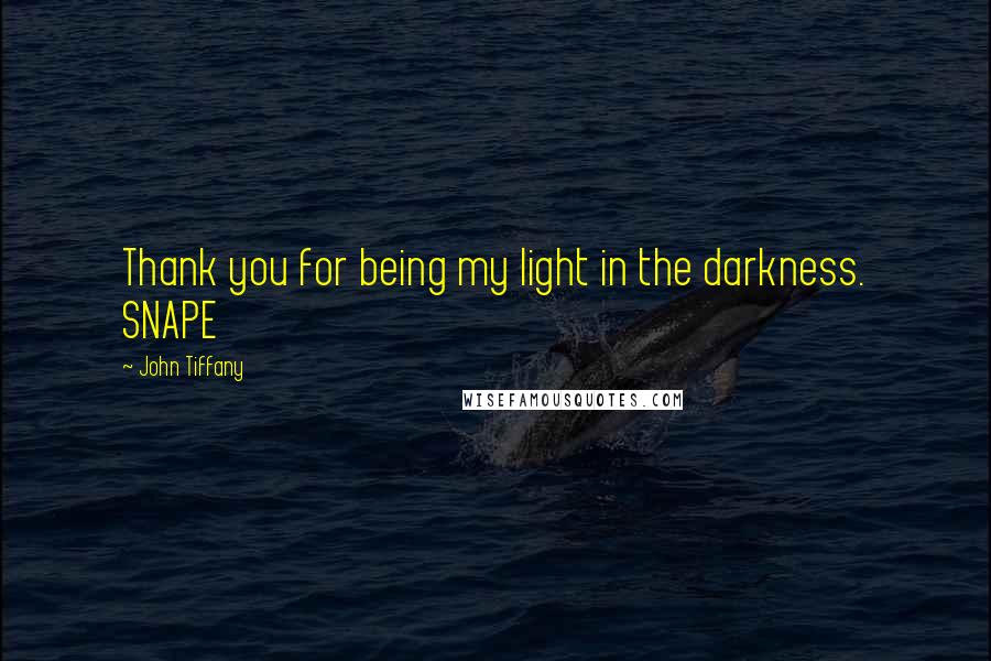 John Tiffany Quotes: Thank you for being my light in the darkness. SNAPE