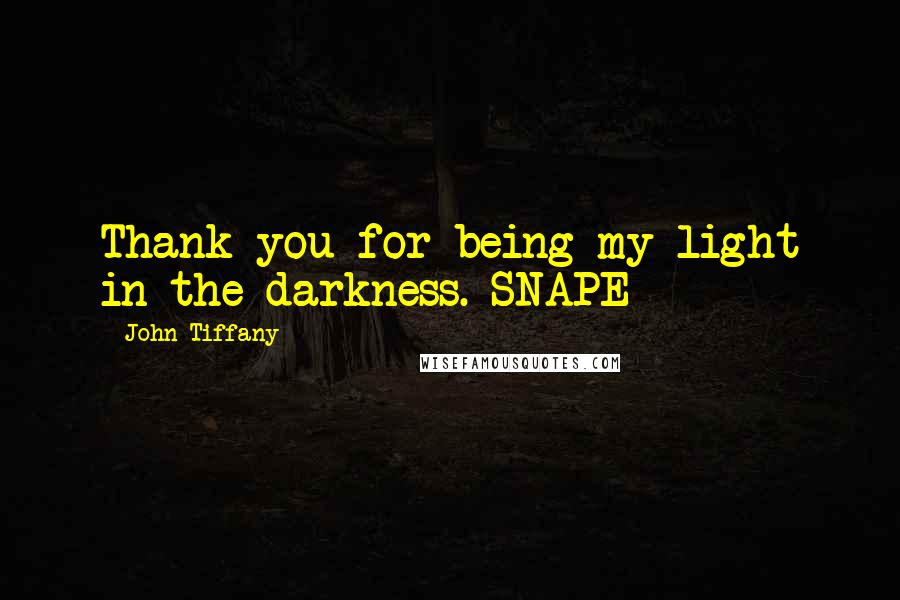 John Tiffany Quotes: Thank you for being my light in the darkness. SNAPE