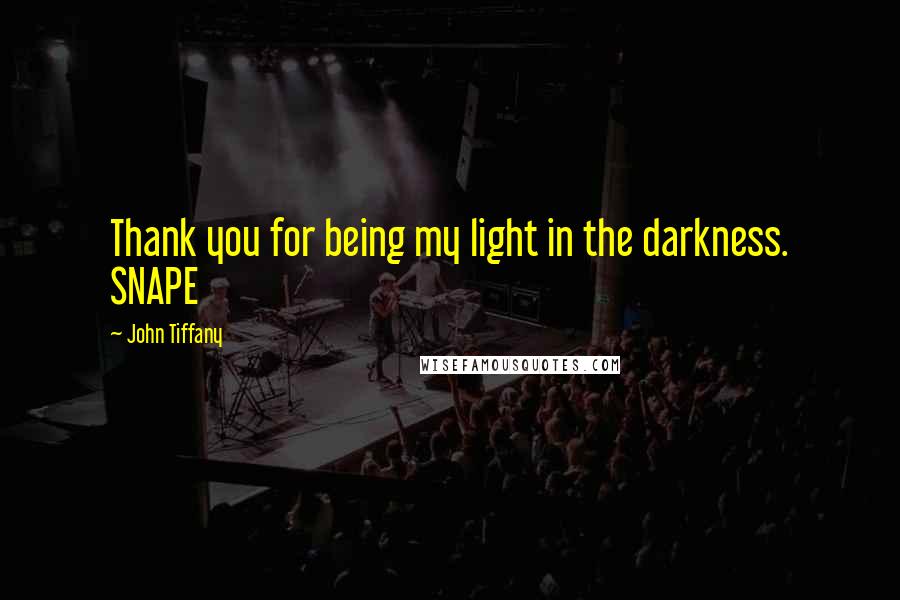 John Tiffany Quotes: Thank you for being my light in the darkness. SNAPE