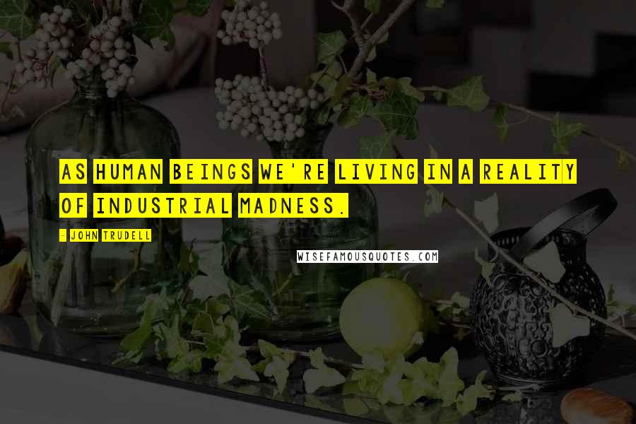 John Trudell Quotes: As human beings we're living in a reality of industrial madness.