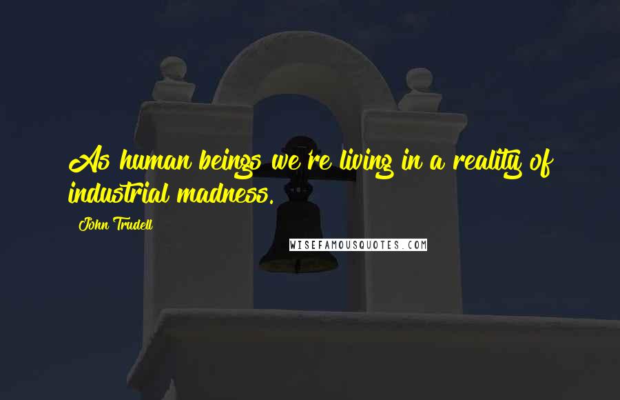 John Trudell Quotes: As human beings we're living in a reality of industrial madness.