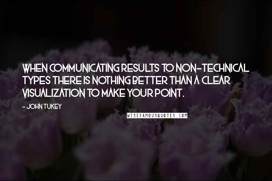 John Tukey Quotes: When communicating results to non-technical types there is nothing better than a clear visualization to make your point.