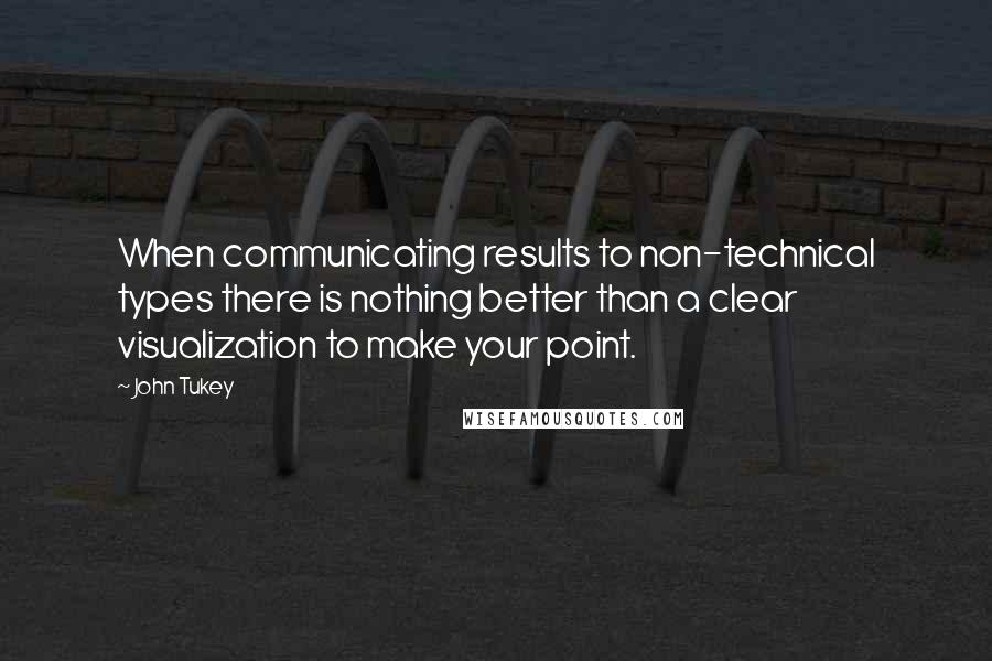 John Tukey Quotes: When communicating results to non-technical types there is nothing better than a clear visualization to make your point.