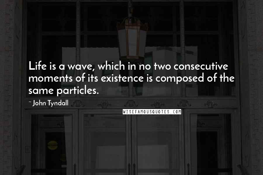 John Tyndall Quotes: Life is a wave, which in no two consecutive moments of its existence is composed of the same particles.