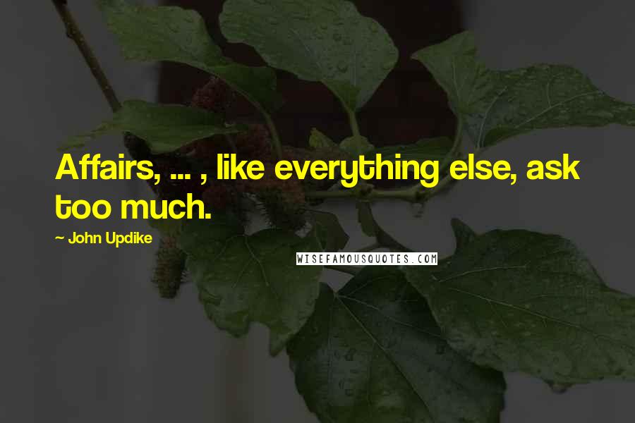 John Updike Quotes: Affairs, ... , like everything else, ask too much.