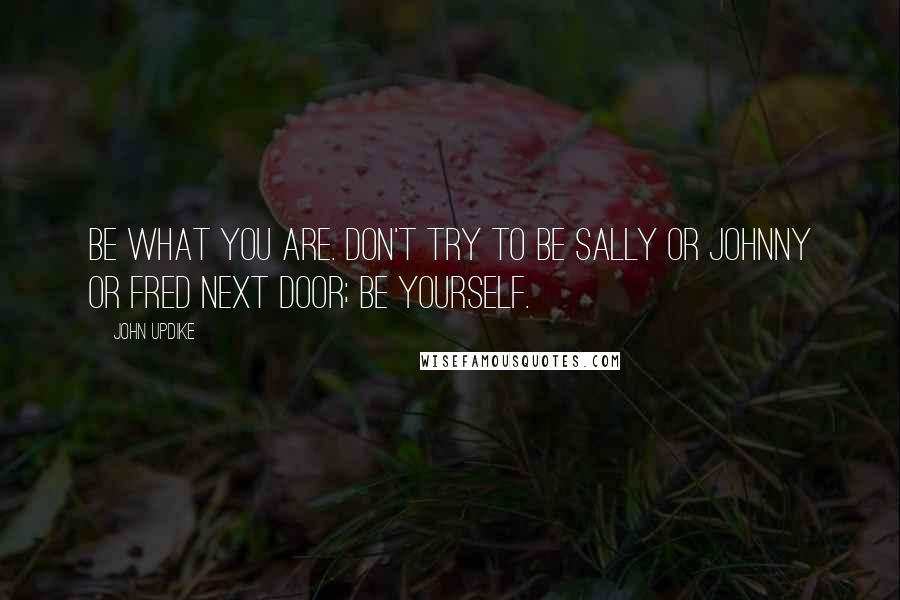 John Updike Quotes: Be what you are. Don't try to be Sally or Johnny or Fred next door; be yourself.