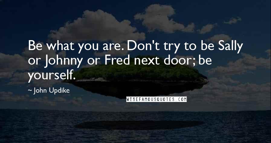 John Updike Quotes: Be what you are. Don't try to be Sally or Johnny or Fred next door; be yourself.