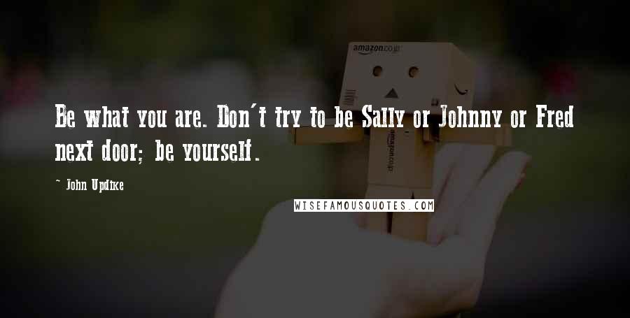 John Updike Quotes: Be what you are. Don't try to be Sally or Johnny or Fred next door; be yourself.