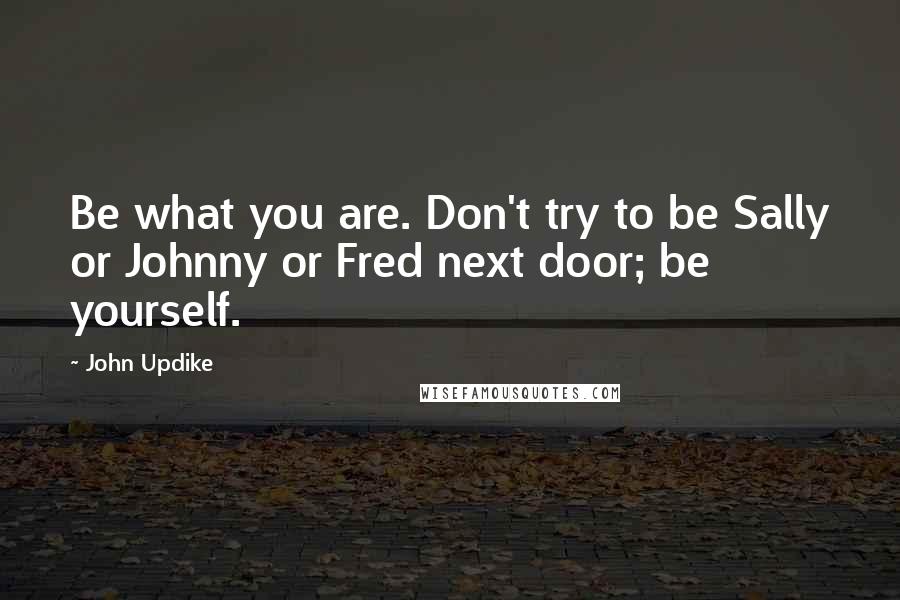 John Updike Quotes: Be what you are. Don't try to be Sally or Johnny or Fred next door; be yourself.