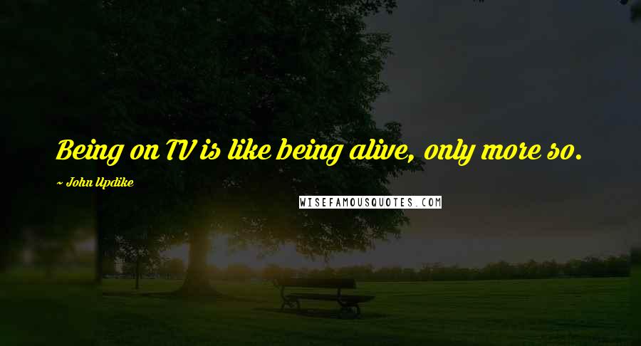 John Updike Quotes: Being on TV is like being alive, only more so.