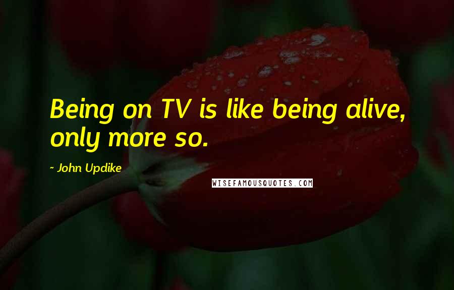 John Updike Quotes: Being on TV is like being alive, only more so.