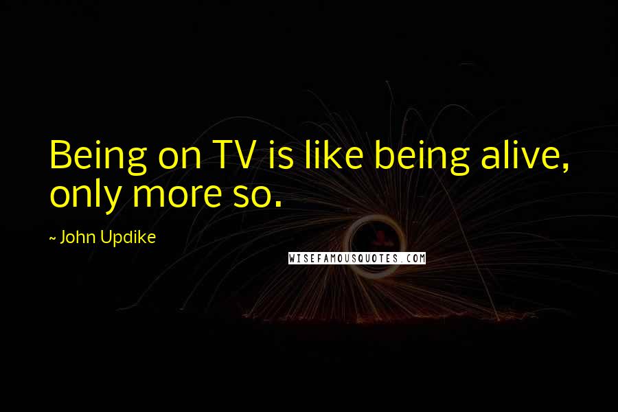John Updike Quotes: Being on TV is like being alive, only more so.