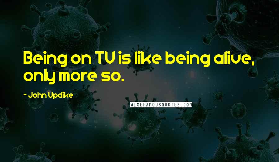 John Updike Quotes: Being on TV is like being alive, only more so.