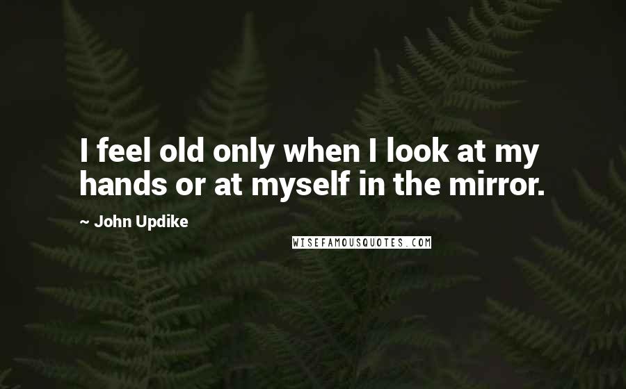 John Updike Quotes: I feel old only when I look at my hands or at myself in the mirror.