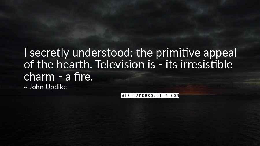 John Updike Quotes: I secretly understood: the primitive appeal of the hearth. Television is - its irresistible charm - a fire.