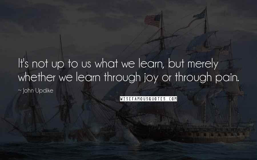 John Updike Quotes: It's not up to us what we learn, but merely whether we learn through joy or through pain.