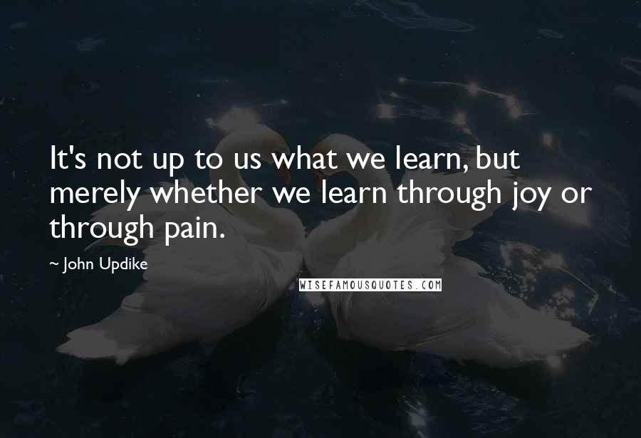 John Updike Quotes: It's not up to us what we learn, but merely whether we learn through joy or through pain.