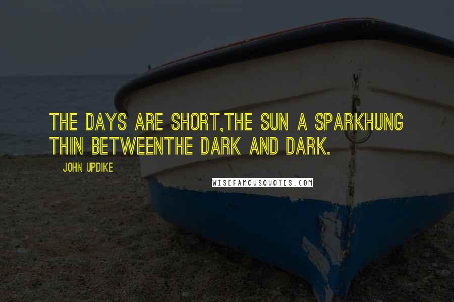 John Updike Quotes: The days are short,The sun a sparkHung thin betweenThe dark and dark.
