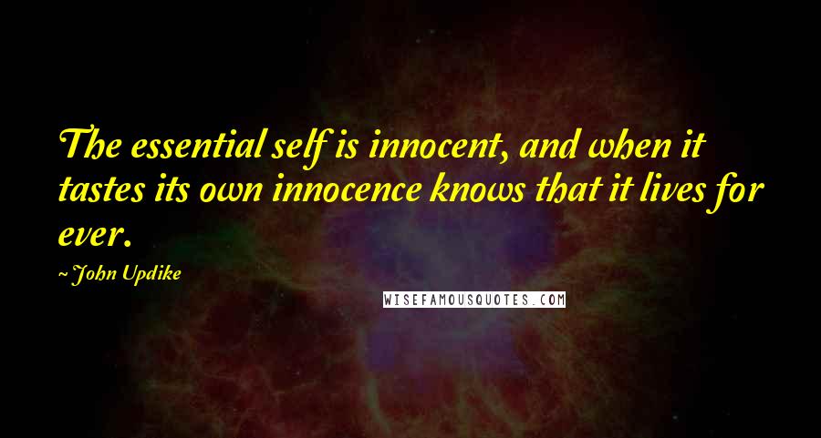 John Updike Quotes: The essential self is innocent, and when it tastes its own innocence knows that it lives for ever.