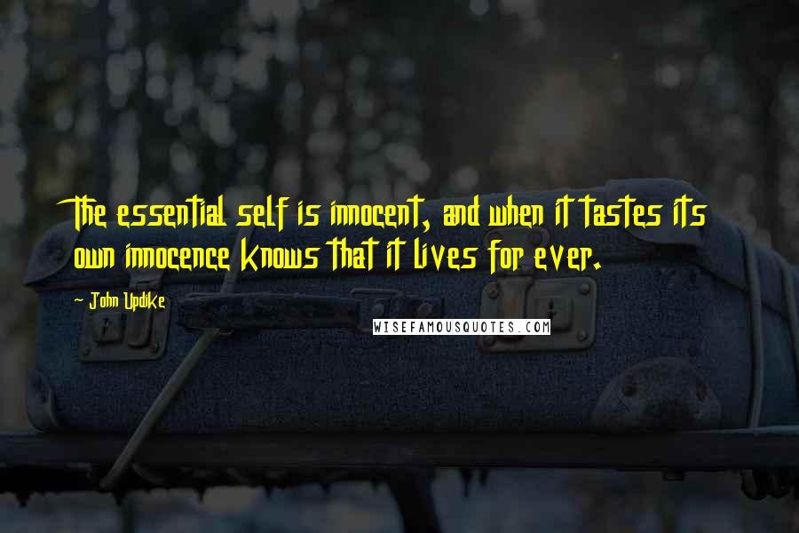 John Updike Quotes: The essential self is innocent, and when it tastes its own innocence knows that it lives for ever.