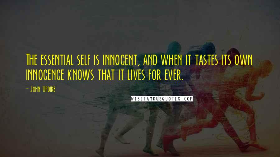 John Updike Quotes: The essential self is innocent, and when it tastes its own innocence knows that it lives for ever.