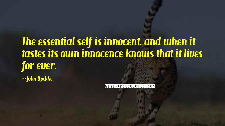 John Updike Quotes: The essential self is innocent, and when it tastes its own innocence knows that it lives for ever.