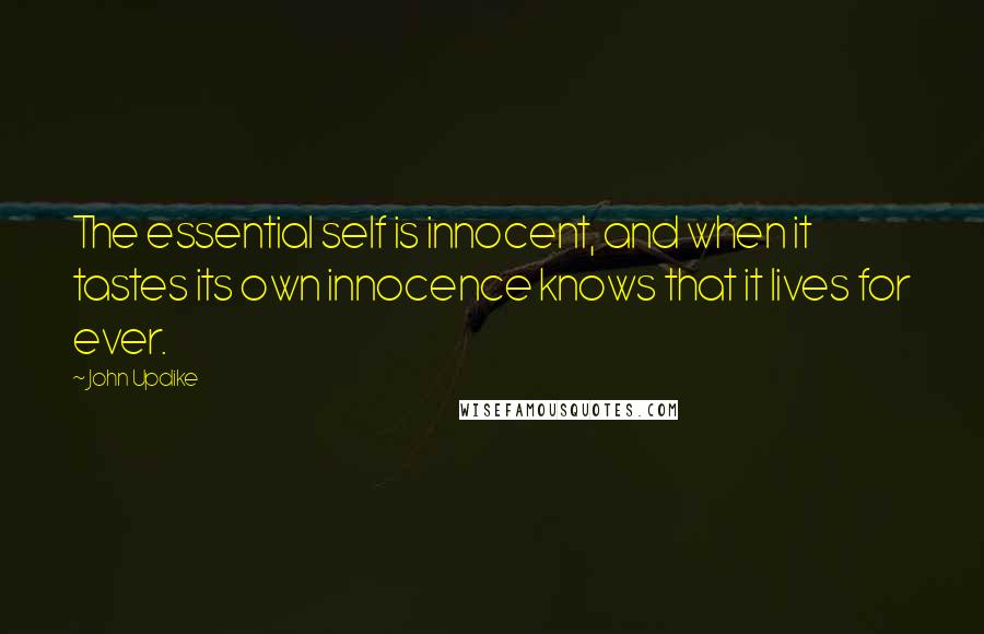 John Updike Quotes: The essential self is innocent, and when it tastes its own innocence knows that it lives for ever.