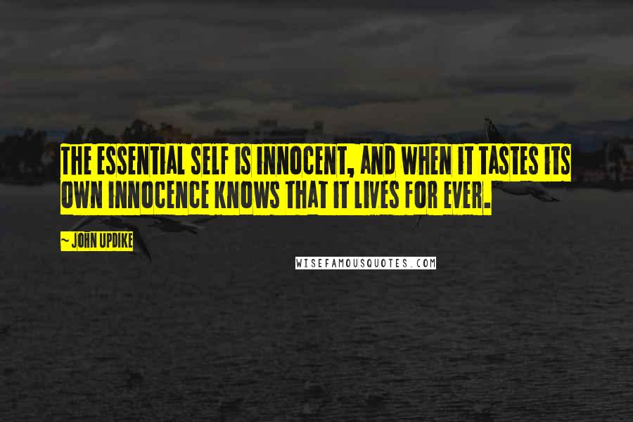 John Updike Quotes: The essential self is innocent, and when it tastes its own innocence knows that it lives for ever.