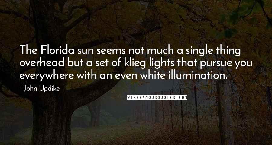 John Updike Quotes: The Florida sun seems not much a single thing overhead but a set of klieg lights that pursue you everywhere with an even white illumination.