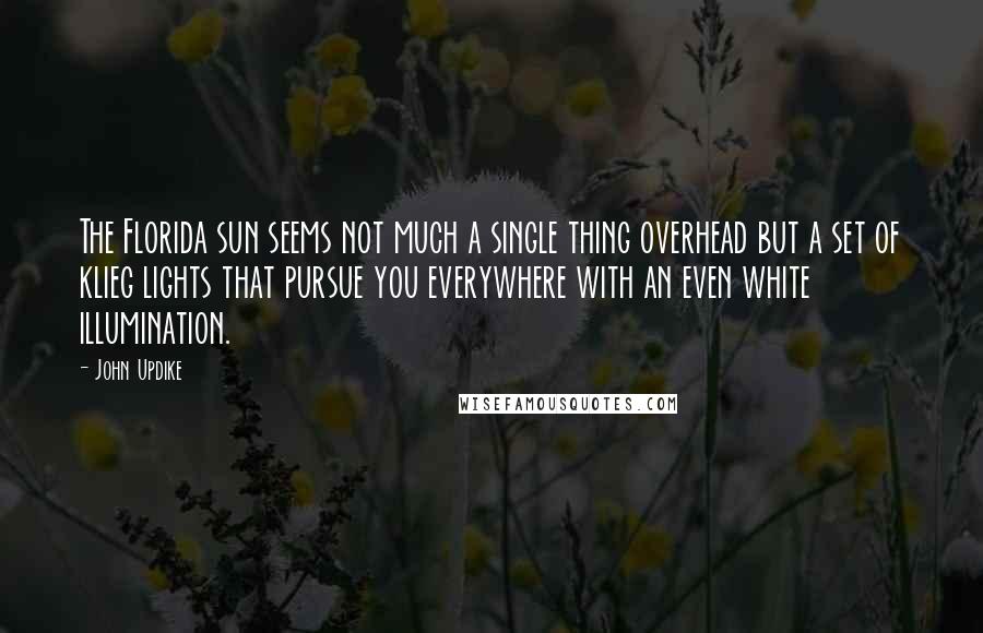 John Updike Quotes: The Florida sun seems not much a single thing overhead but a set of klieg lights that pursue you everywhere with an even white illumination.