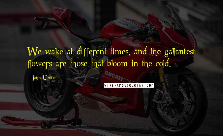 John Updike Quotes: We wake at different times, and the gallantest flowers are those that bloom in the cold.