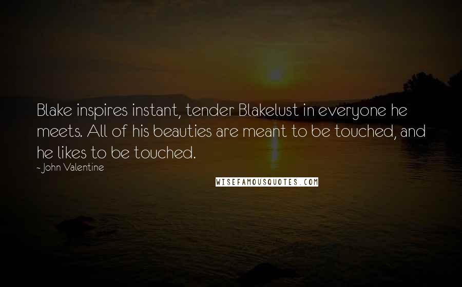 John Valentine Quotes: Blake inspires instant, tender Blakelust in everyone he meets. All of his beauties are meant to be touched, and he likes to be touched.