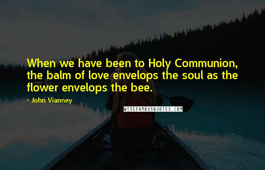 John Vianney Quotes: When we have been to Holy Communion, the balm of love envelops the soul as the flower envelops the bee.